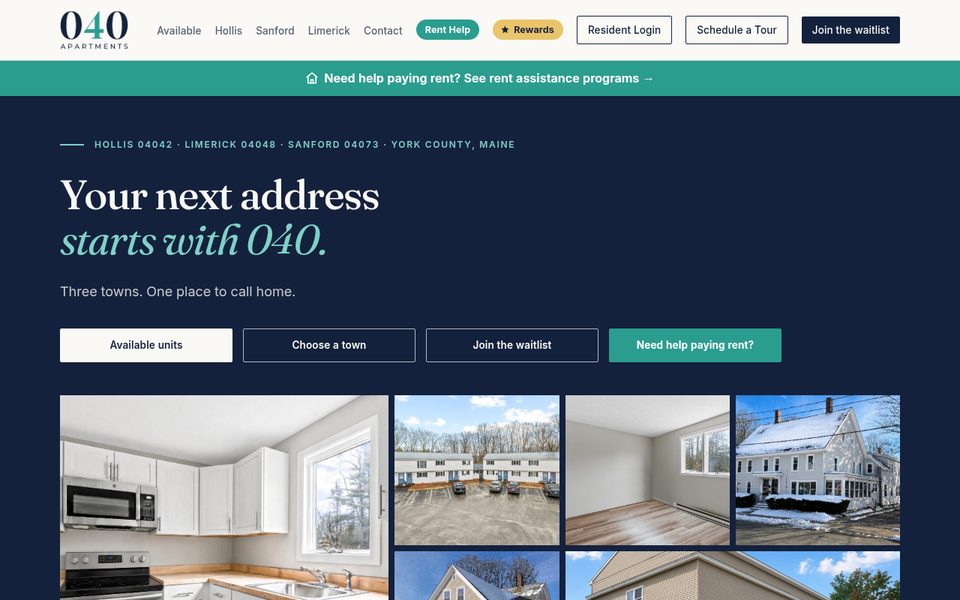 040 Apartments website home page